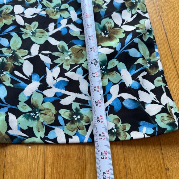 Badgley Mischka Size 22 Blue Green Floral Lace Trim Sleeve Collared Sheath Dress - Picture 12 of 16